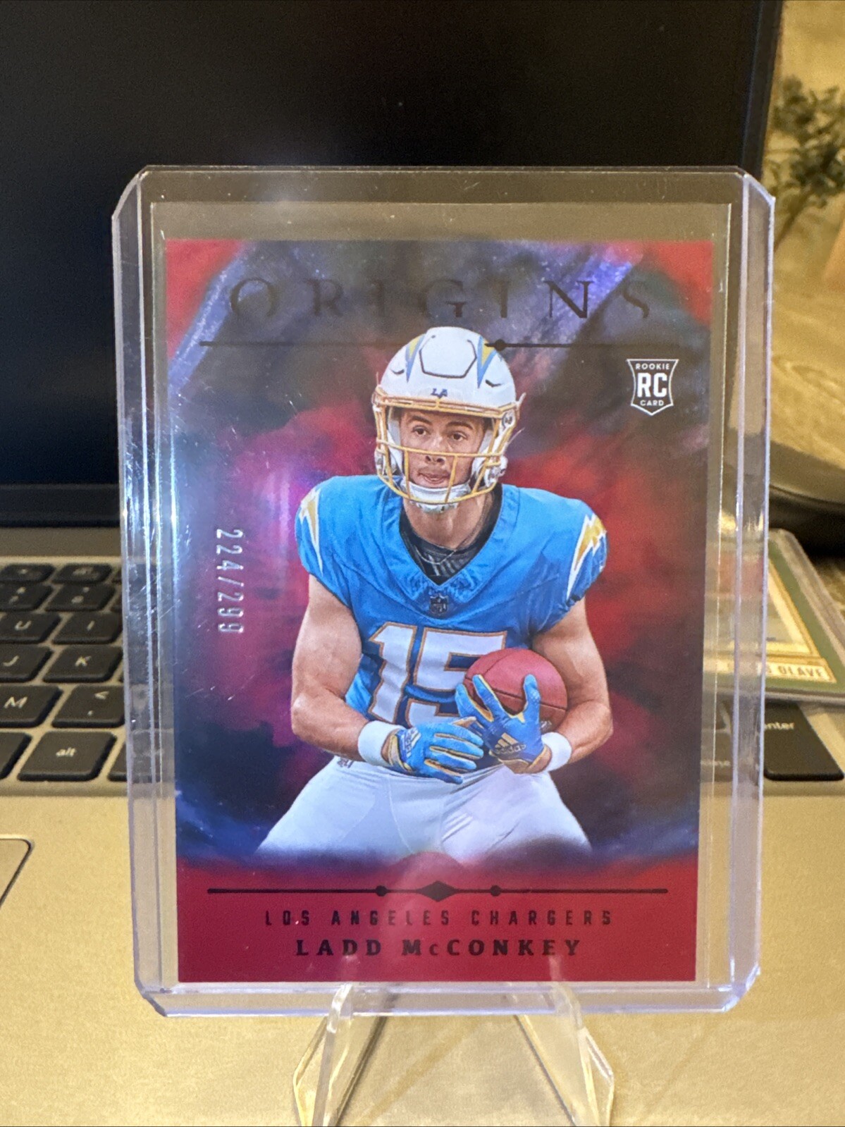 2024 Panini Origins - Rookies Holo Red #139 Ladd McConkey /299 (RC)