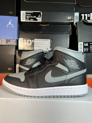 Nike Air Jordan 1 Mid Shadow Black Particle Grey White BRAND NEW