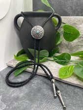 Rodeo Bolo Tie Western Cowboy Black Leather Necktie New Free Ship B2528