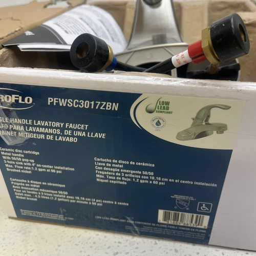 PROFLO PFWSC3017 1.2 GPM Centerset Bathroom Faucet - Nickel - Picture 2 of 3