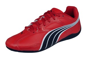 puma red black shoes