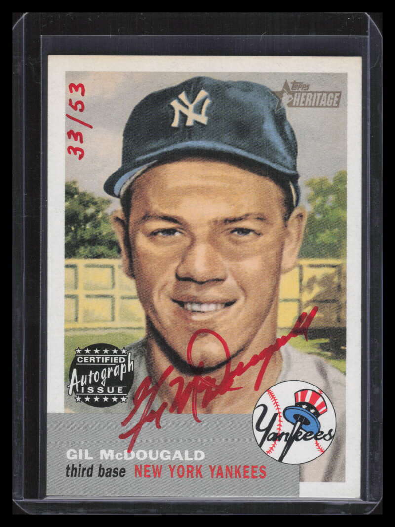2002 Topps Heritage Real One Autographs Red Ink ROGM Gil McDougald Auto 33/53