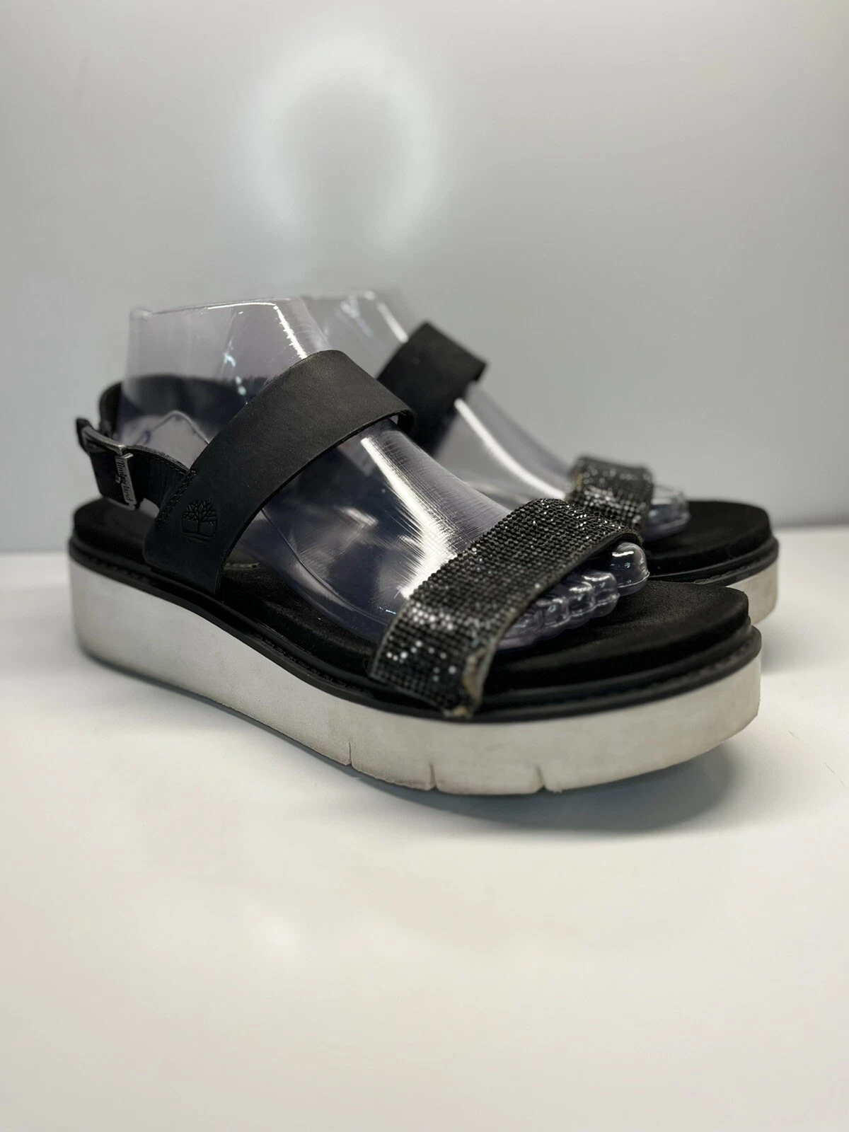 SANDALI TIMBERLAND NERI IN PELLE PLATEAU ZEPPA TAGLIA 9 (L6)