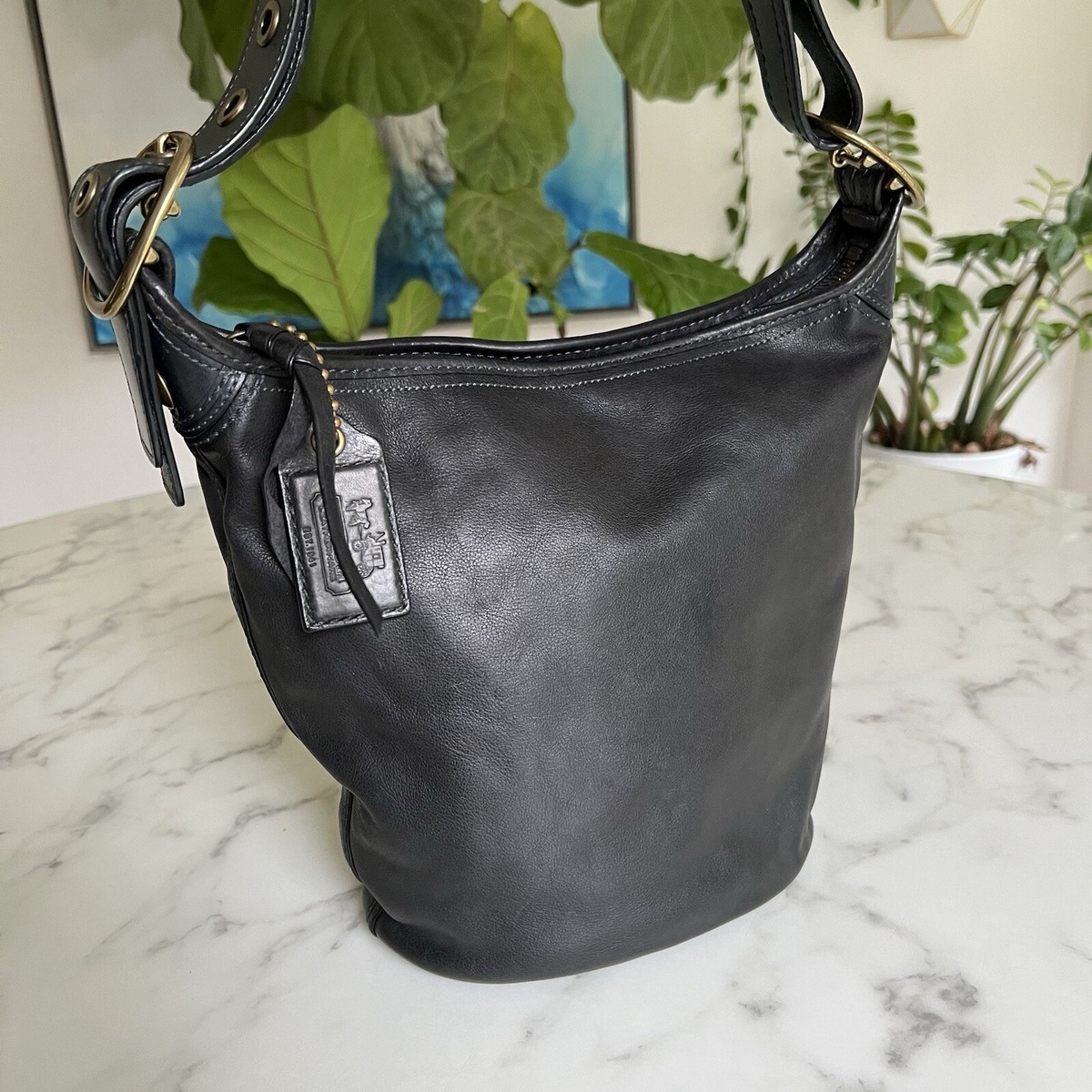 COACH　Vintage leather black handbag Y2K＠ Vintage Coach Y2K LEATHERWARE EST 1941 Handbag Baguette