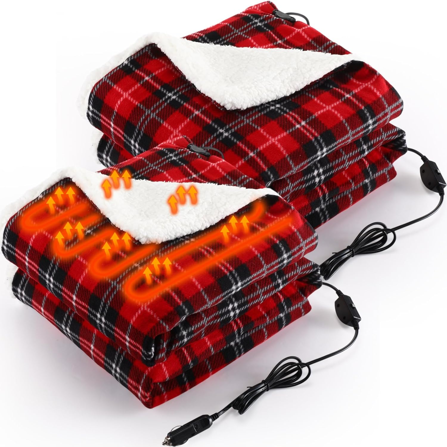 2 Pack Heated Car Blanket,12 Volt 3 Heating Levels 60