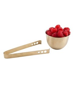 Thirstystone by Cambridge Stainless Steel Berry Bowl with Tongs - NEW