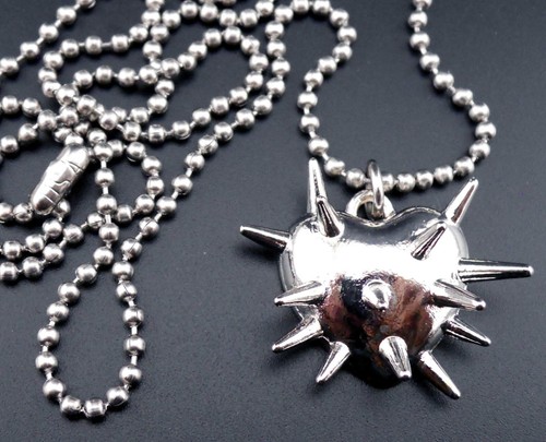 Spiked Heart Necklace Stainless Chain New Pendant Gothic Thorns Jewelry Spikes - Picture 8 of 17