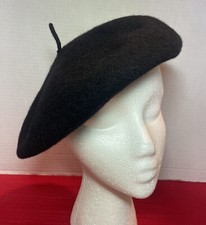 Fashion By Arlin Beret Vintage 100 Wool Classic French Black Hat