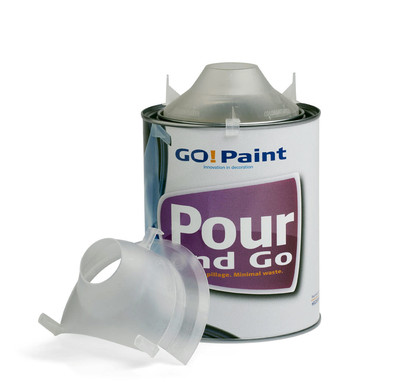 Go Paint System. Pour and Go.Lack ausgießer, Trichter, Dose, Becher, Farbe, 