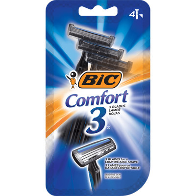 Bic Comfort 3 Men Disposable Razor Sensitive Skin Pivoting Head Shaver 4 Count