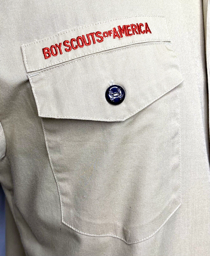 BSA Boy Scouts of America Shirt Khaki Size XL Youth Teen Flag Patch Official - Picture 3 of 10