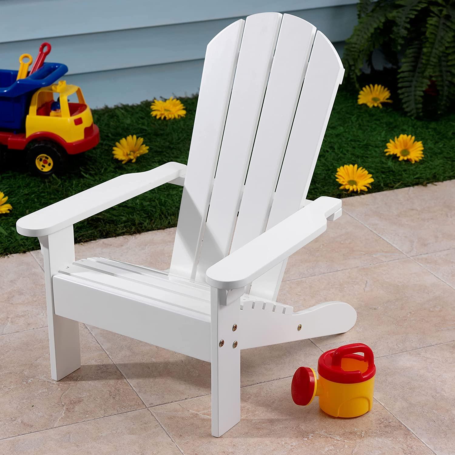 Wooden Adirondack Children'S Outdoor Chair, Kid'S Patio Furniture, White Age 3-8
