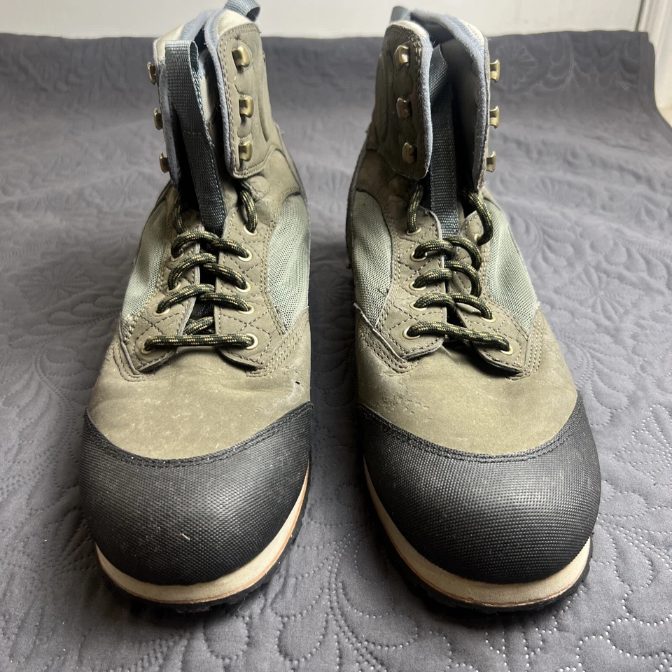 Botas masculinas SIMMS Wading 13 verde oliva/preto guia pesca com mosca sola de borracha usadas - Imagem 3 de 4