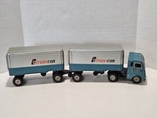 Vtg Tin Friction White Freightliner Transcon Lines Tandem Semi Truck Japan