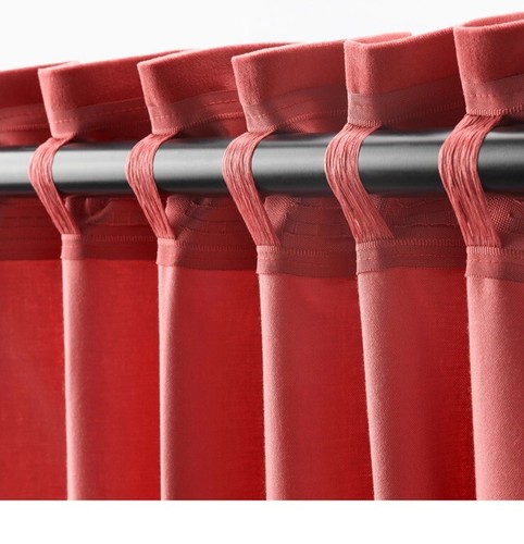 IKEA SANELA VELVET ROOM DARKENING CURTAINS 1 PAIR, 2 PANELS REDISH PINK COLOR - Picture 7 of 8