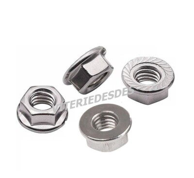 Dadi In Acciaio Inox Flangiati Con Rondella – Misure M3, M4, M5, M6, M8, M10, M12, M14, M16