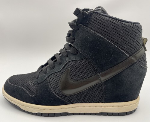 Nike Dunk Sky Hi Hidden Wedge Black Suede Mesh Sneaker Shoes 644877-001 Size 8 - Picture 13 of 20