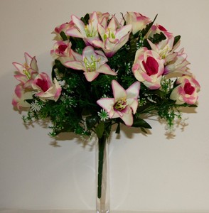 Détails Sur Bouquet Rose Lys X 24 Fleurs Artificielles Intérieurextérieur