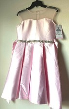 NWT RARE EDITION BIG GIRLS 7-16 SLEEVELESS ILLUSION MIKADO FAUX GERM DRESS-16
