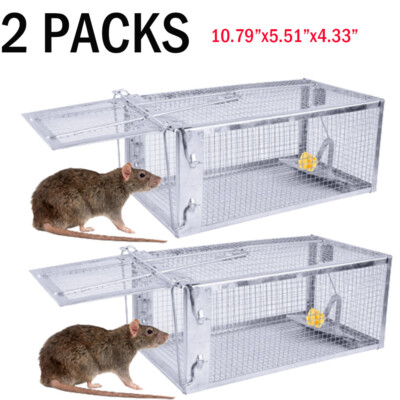 2-Pack Humane Rat Traps, Live Mouse Rat Cage Traps Catch and Release for Indoor
