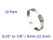 10 pack Ideal Tridon 43693  Stainless Steel Hose Clamps 5/16" to 7/8" / 8-22.2mm