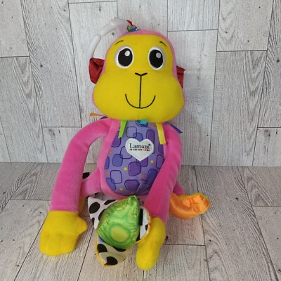 Lamaze Monkey Plush Sensory Tag Clipon Crib Stroller Rattle Crinkle Stretch Tail