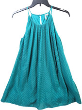 ELLE Mini Dress Women size L Green Strappy Boho Festival Summer Colorful NO belt
