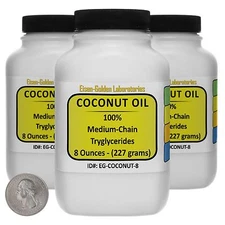 Coconut Oil [Fractionated Triglycerides] 100% Food Grade 24 Oz in Three Bottles
