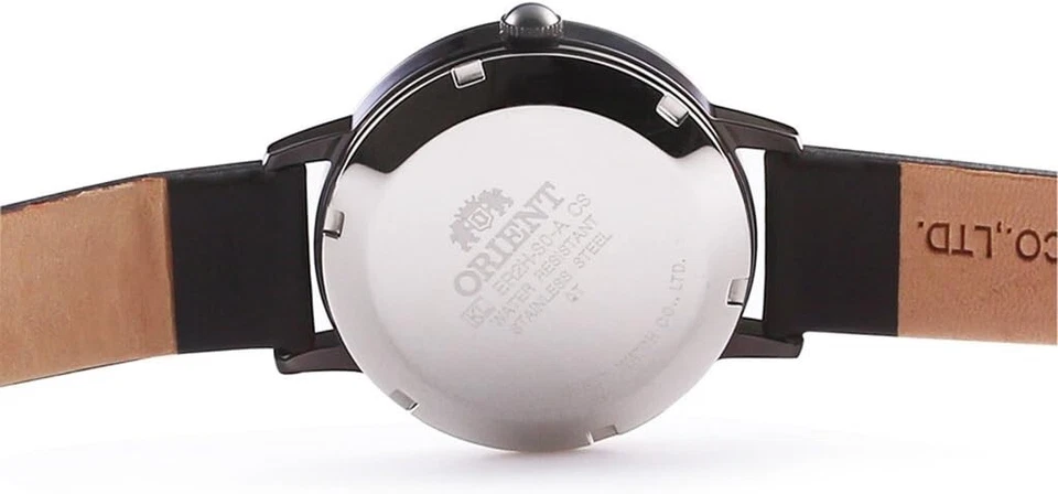 Reloj de cuero Orient automático de cristal de zafiro con esfera negra para dama ER2H001B Foto 4 de 4