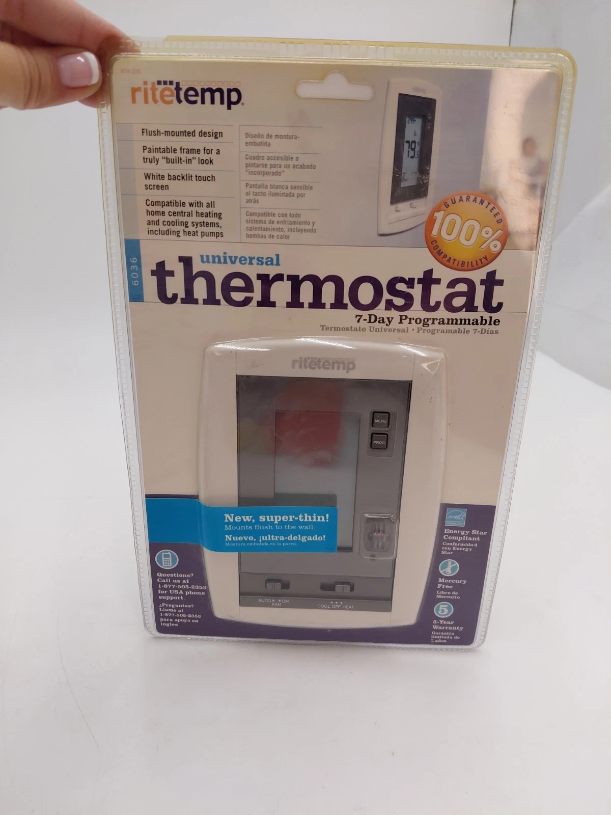 RiteTemp Universal Thermostat 7-Day Programmable 6036 NEW SEALED Home