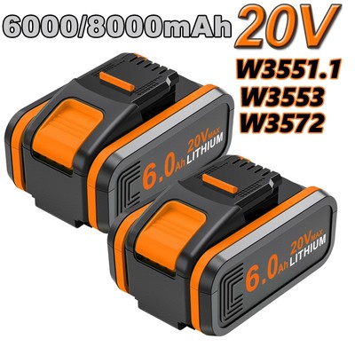 Für Worx 20V MAX 8,0Ah 7.0Ah 6.0Ah Akku Original Ersatzakku WA3553 WA3556 WA3551