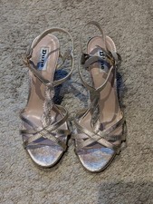 Image of Dune Champagne Gold Mid Heal Sandal Size 3 Never Worn No Box