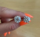 4TCW Round Lab Grown/CVD Diamond Daily Wear Stud Earrings 14k White Gold #300 — photo 6