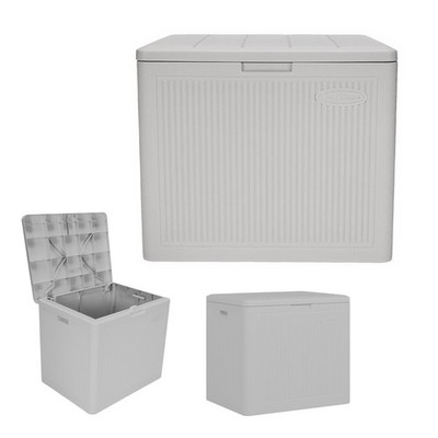 22-Gal. Resin Small Outdoor Patio Deck Box with Reeded Design, Modern Outdoor...