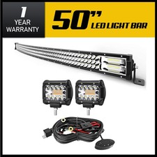 LED Light Bar 50 Inch 684W Curved Triple Row Combo Beam 4" 60W Pods