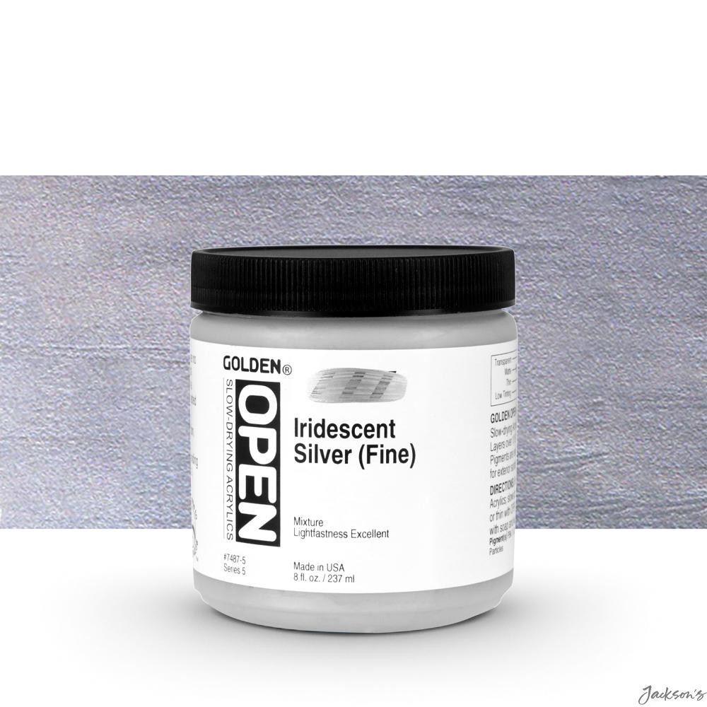 Golden Open Slow Drying Acrylic Paint 237ml Iridescent Silver Fine Artist Use