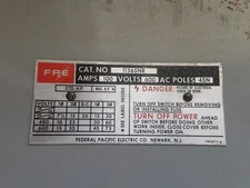 FPE P/N: 1136SNR 100AMPS 600 VOLTS 4SN AC POLES DISCONNECT SWITCH