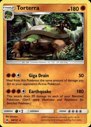 Torterra 58/131 Rare Forbidden Light Pokemon Lightly Played