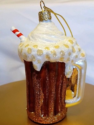 SUR LA TABLE BLOWN GLASS ORNAMENT ROOT BEER FLOAT BLOWN GLASS NO BOX FREE SHIP
