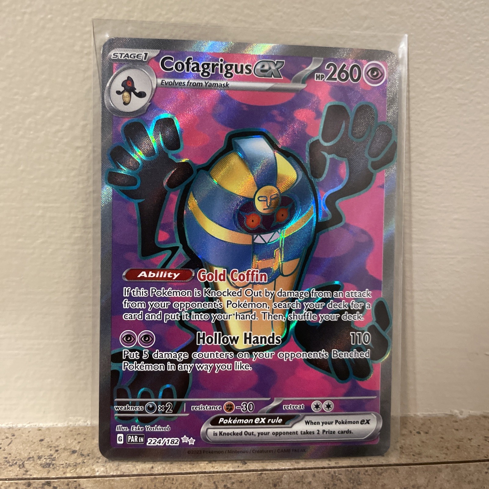 Cofagrigus ex Ultra Rare SV04: Paradox Rift 224/182 Full Art Holo NM Pokemon TCG