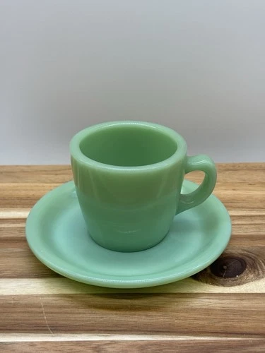 Vintage Fire King Anchor  Thick Style Restaurant Ware Jadeite Cup Saucer