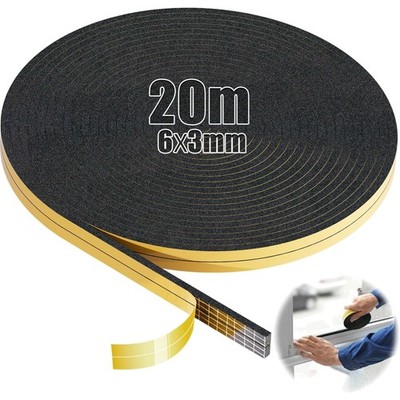 Selbstklebendes Moosgummi Dichtband 6x3mm 20m schwarz für Fenster Türen