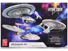 SKILL 2 MODEL KIT USS ENTERPRISE 4 SHIP SET "STAR TREK" 1/2500 BY AMT AMT1485