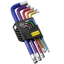 Color Coded Ball End Hex L-Key Set Metric 1.5-10mm 9 Pieces Long Arm Allen New