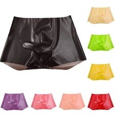 Mens Latex Underpants Seamless Elephant Trunk Boxer Briefs Rubber Safety Panties