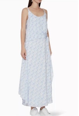 Club Monaco Thereeza Maxi Dress blue and white palm leaf print Size 2 Sundress
