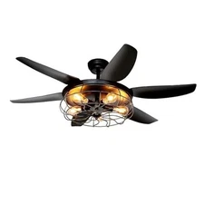  Ceiling Fans with Lights and Remote - 52 Inch Farmhouse Ceiling Fan with Black