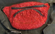 RED SEQUIN FANNY PACK PURSE HAT SOCIETY LADY FANNYPACK CHRISTMAS GIFT GLITZY NEW