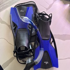 Speedo Dive Set Recreation Adult Flipper Fins Size S-m Snorkel Mask Blue