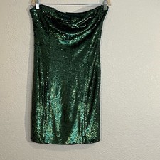 NWT ASOS Green sequin strapless fitted mini dress Party Eras Event Holidays